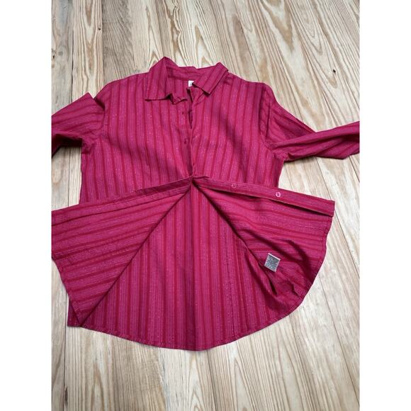 St Johns Bay Shirt Womens Adult Size M Color Red Long Sleeve Button Up Casual - Picture 7 of 9